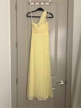 Elegant One-Shoulder Yellow Wedding Guest Dress